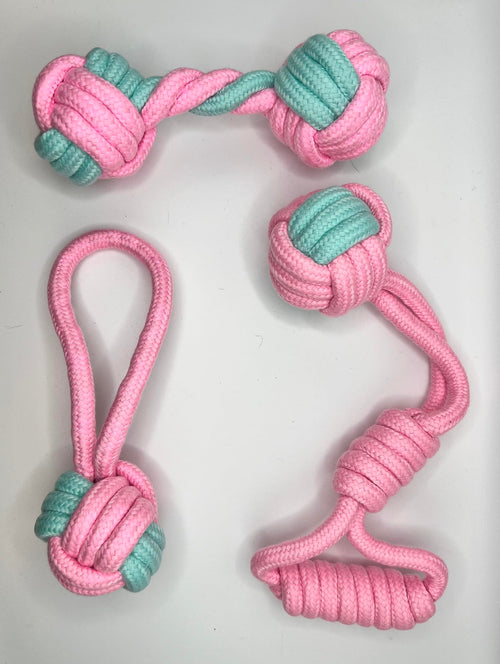 Dog Toy Dog Ropes with Multiple Toys Included S/M/L Dog Toys (Pink)